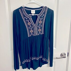 Knox Rose long sleeve shirt size small unworn forest green with embroidery